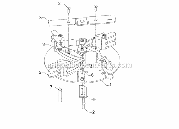 Impeller Assembly Diagram and Parts List for 24A-424M756 2017 Cub Cadet Log Splitter